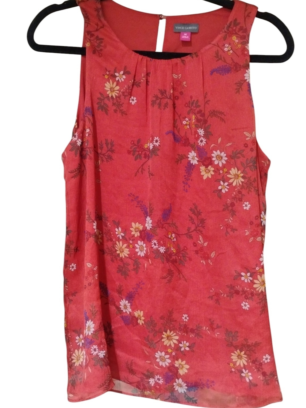 Vince Camuto Red Floral Tie-Back Sleeveless Tank SZ M